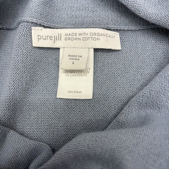 Pure‎ Jill J Jill Blue Organic Cotton Cashmere Cowl Neck Dolman Sleeve Large - Picture 6 of 10